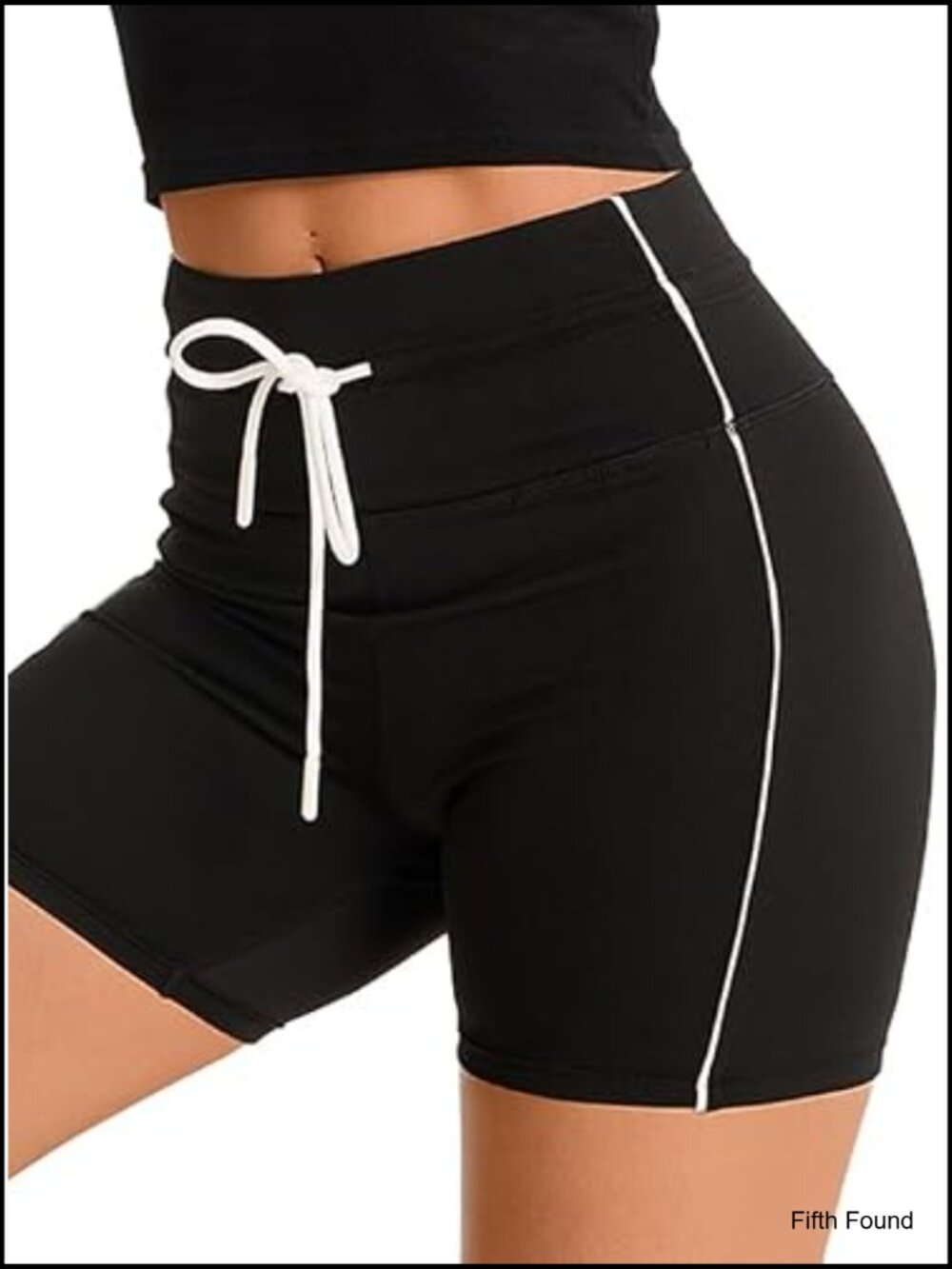 Black High-Waist Bike Shorts with Contrast Trim